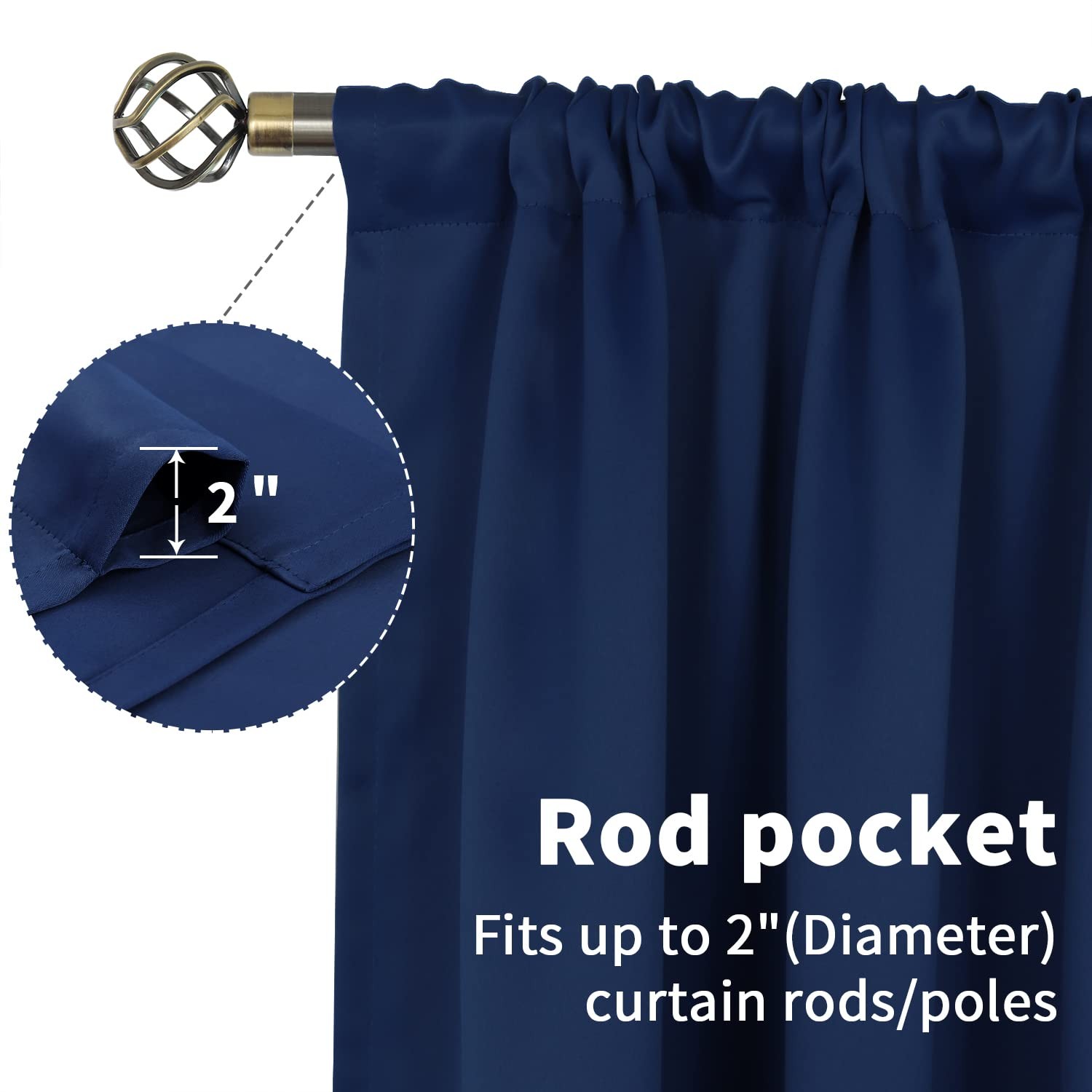 BGment Blackout Curtains for Bedroom 45 42″W x 45″L (Pack of 2), Navy Blue