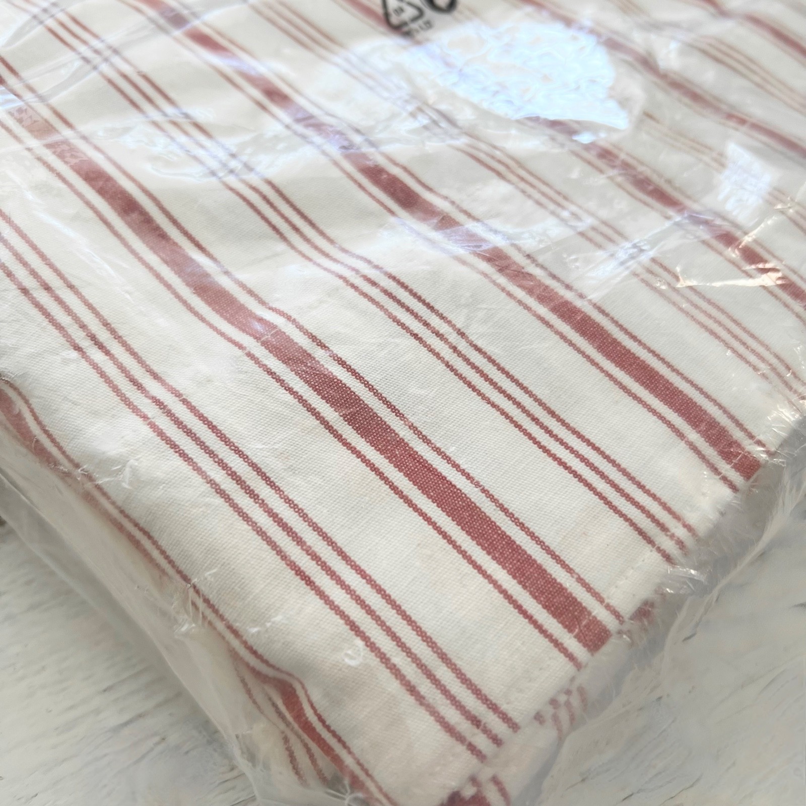 2 IKEA Alvine Smal Curtains Drapes Panels Red/White Ticking Stripe 57 x 98 NEW