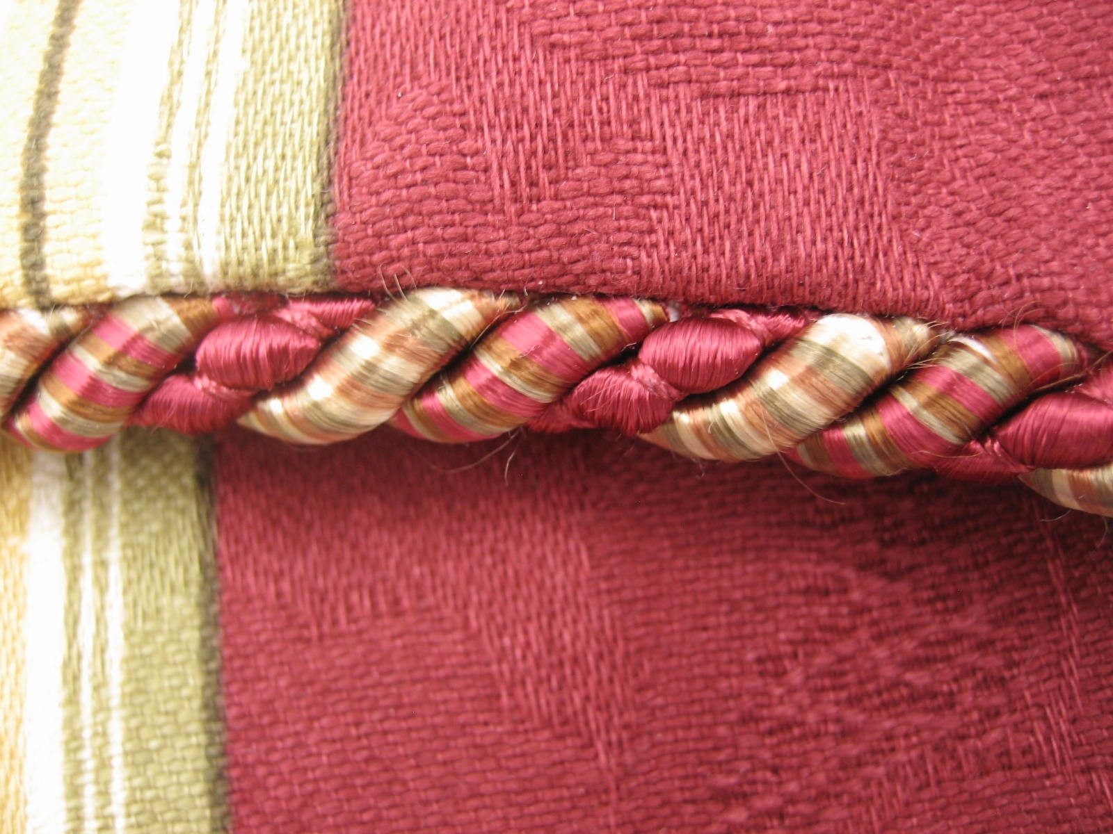 Window Valences Two by Canora Grey Gold Burgandy Striped Scalloped Edge 50″
