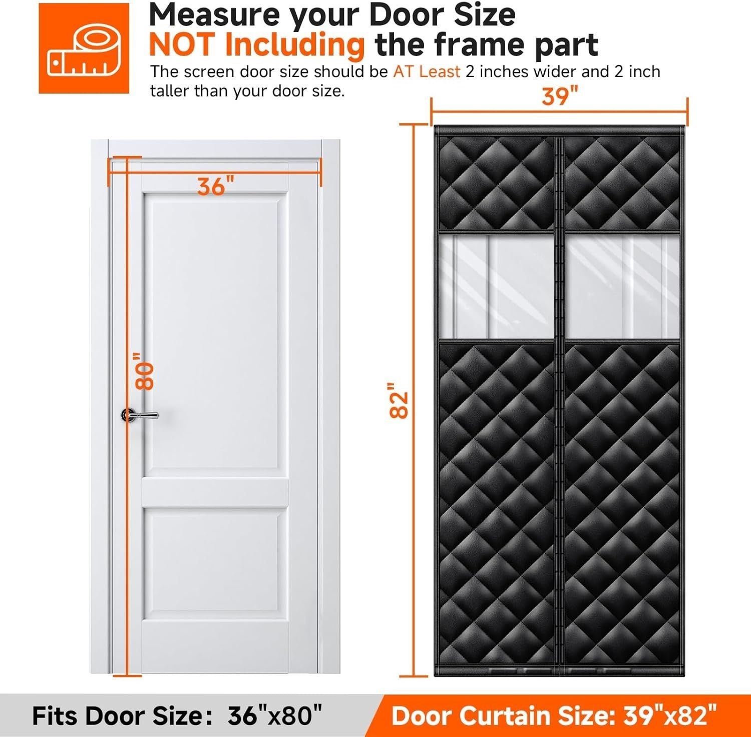 Upgraded Magnetic Thermal Insulated Door Curtain, Fit Door Size 36×80 in