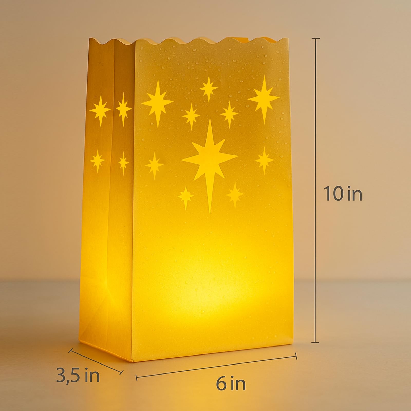 Waterproof 100-Pack Luminaria Bags with LED Candles – Reusable White Plastic …