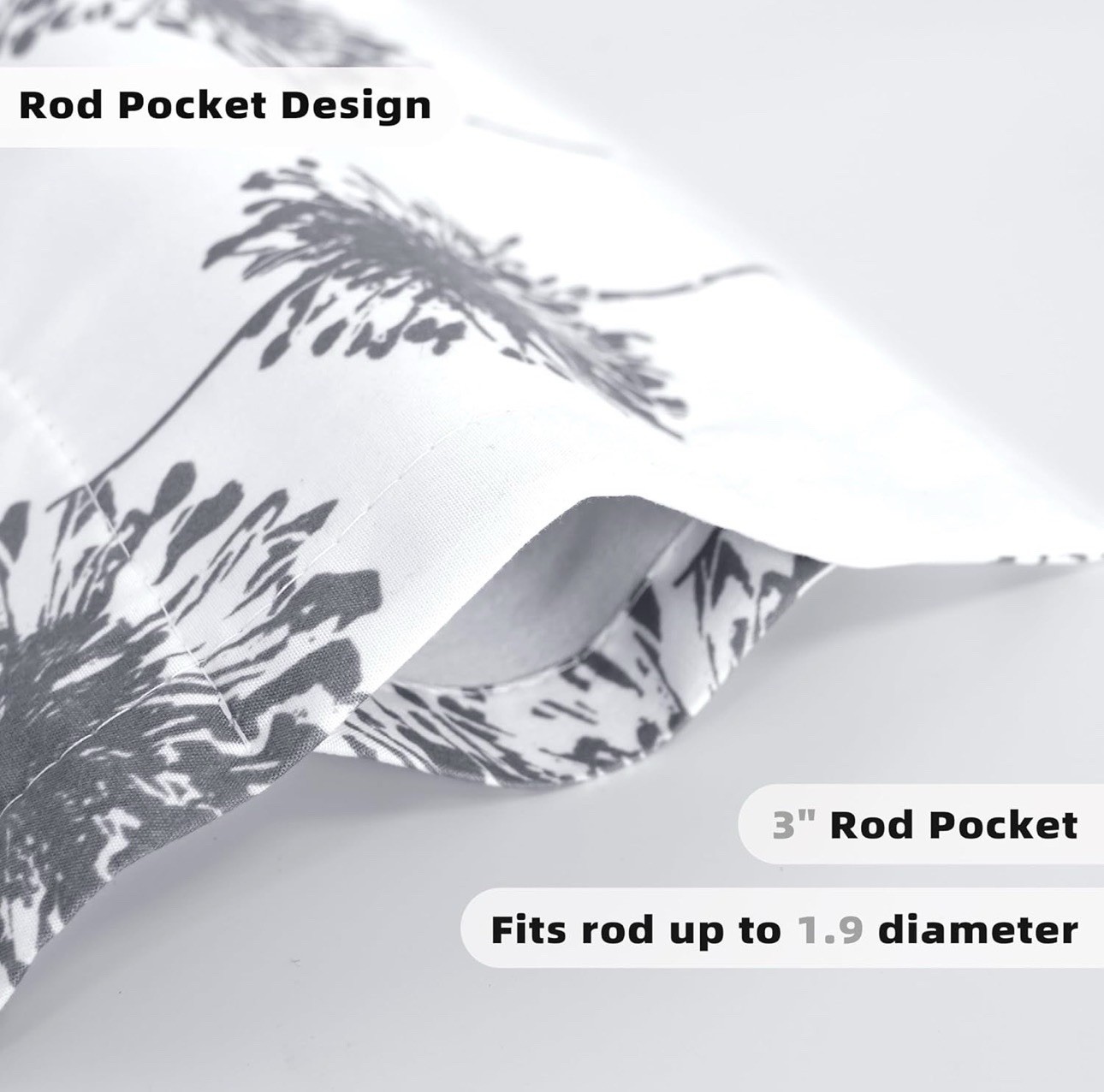DriftAway Dandelion Floral Lined Thermal Light Filtering Valance Rod 52×14