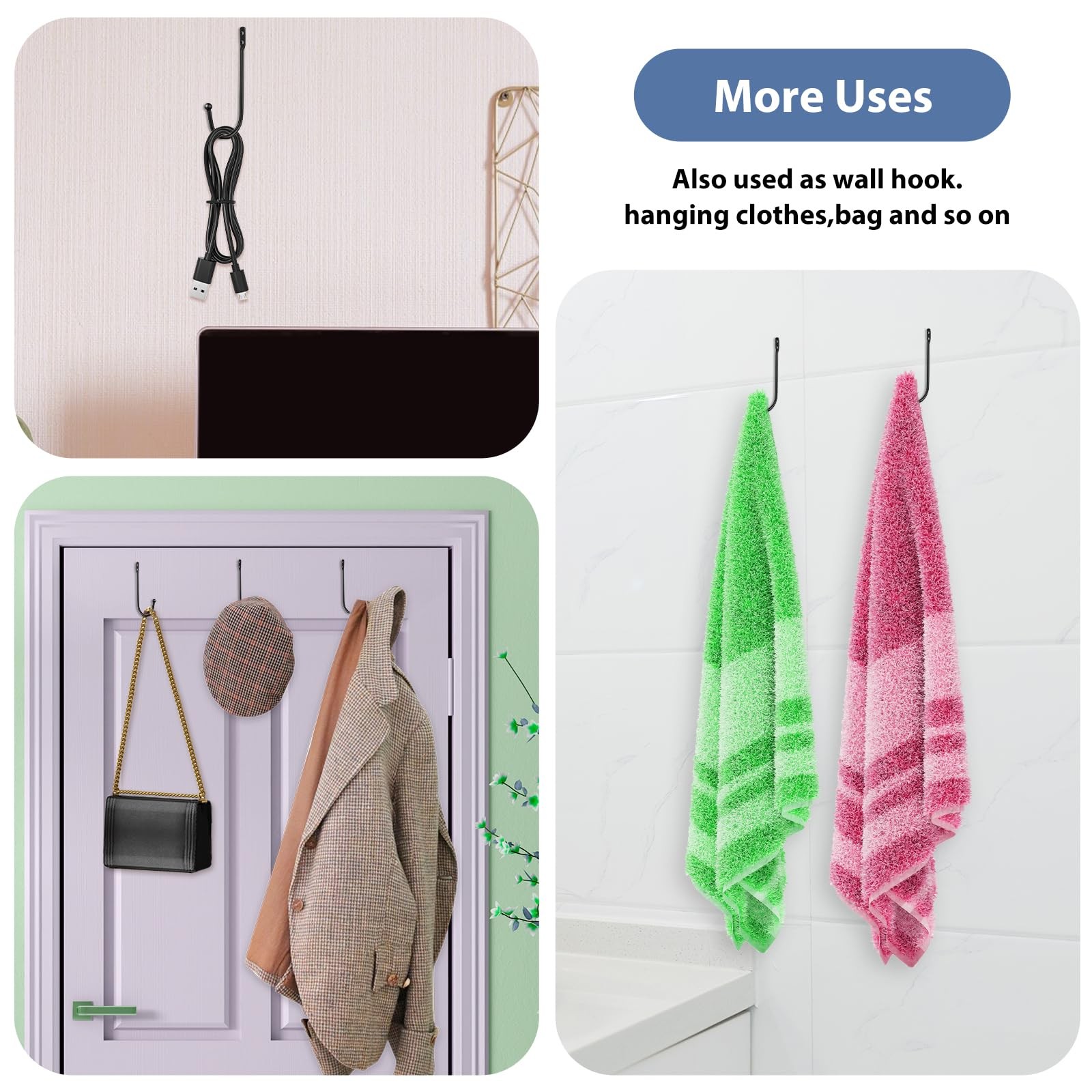 4 PCS Black Curtain Tie Backs Decorative Drapery Holders for Wall