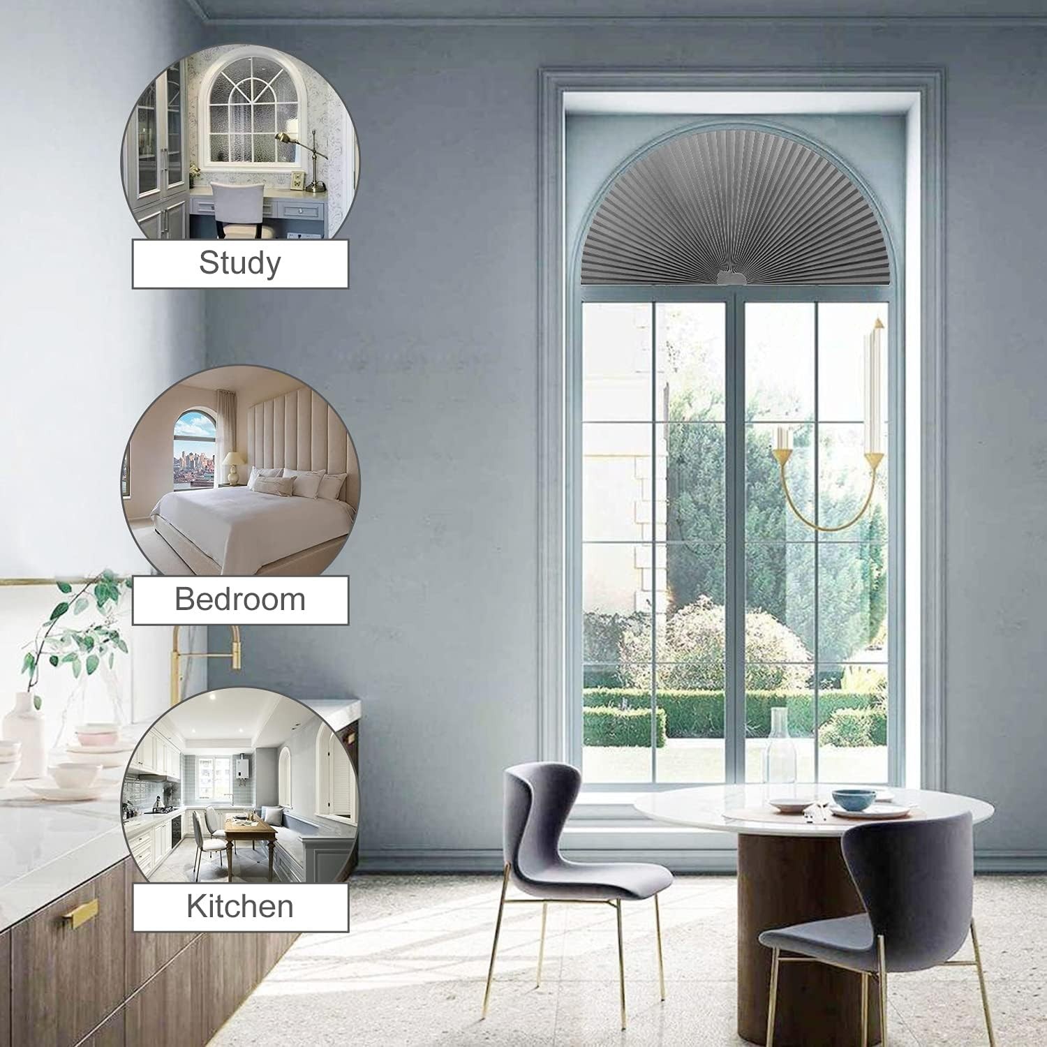 Arch Window Pleated Blinds Easy Cut and Install Pleated Shades Fliterling Lin…