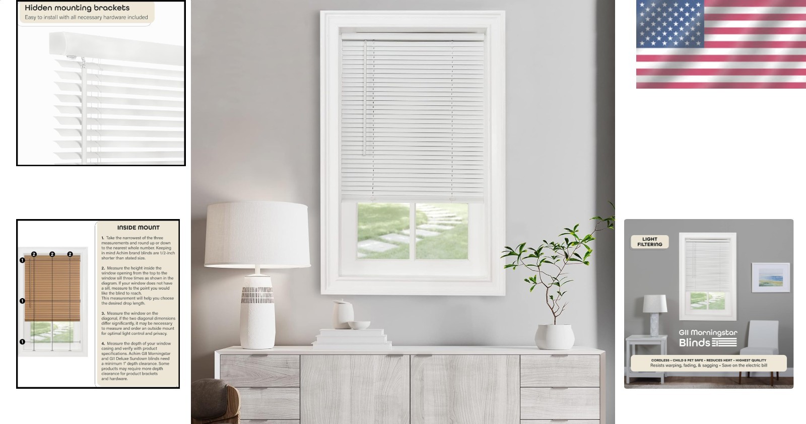 Window Blinds Pearl White Cordless Light Filtering Mini 22×64 Vinyl Safe Design