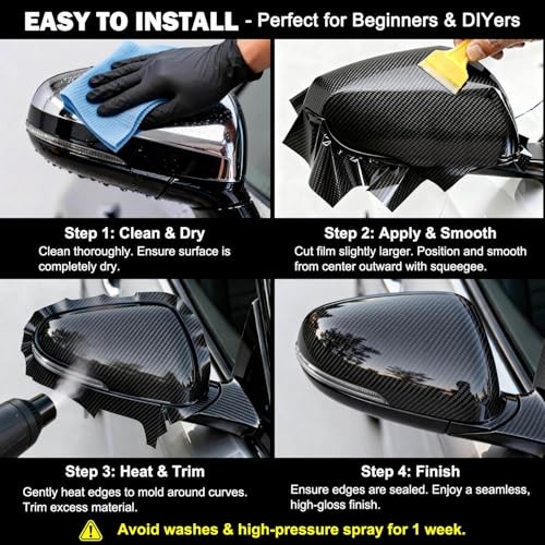 Car Vinyl Wrap 1ft x 5ft – Air Release, Scratch Resistant, Waterproof Black