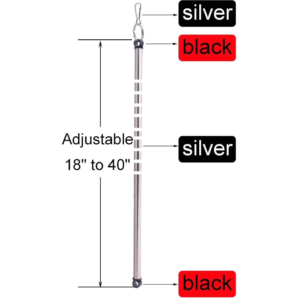 40-inch Adjustable Drapery Pull Curtain Wand w/Stainless Steel Hook (Black X 2)