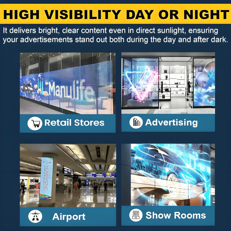 Flexible P6, P10, P16 LED Film 39.5″x10″ Transparent Digital Advertising Screen