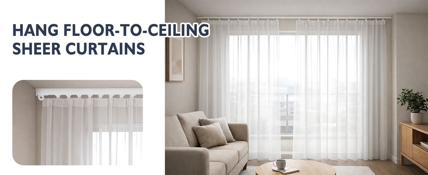 Self Adhesive Curtain Track, No Drill Adhesive Curtain Track, Peel and Stick