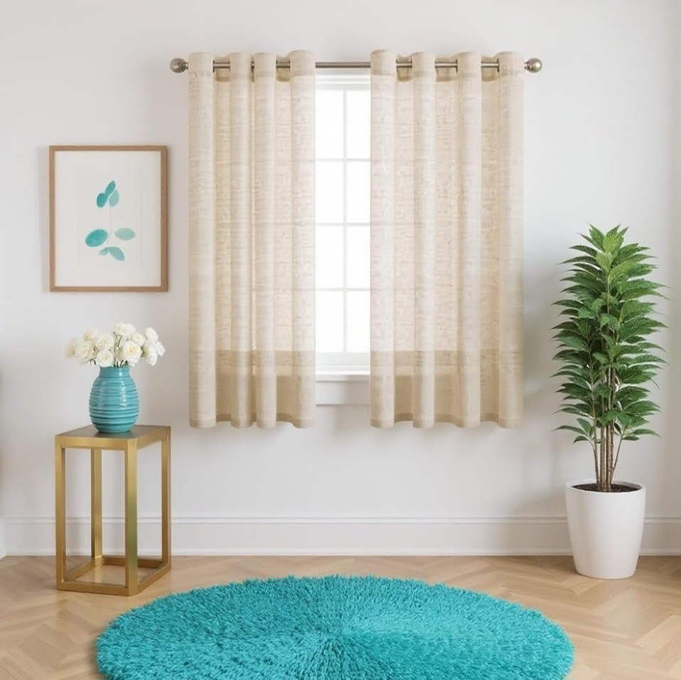 H. Versailtex Linen Light Filtering Sheer Curtains 52×84 Grommet Top Set Of 2