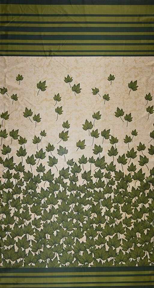 2 Piece Mapple Leaves Ringtop Grommet Door Window Curtains Set 5 7 9 Feet -Green