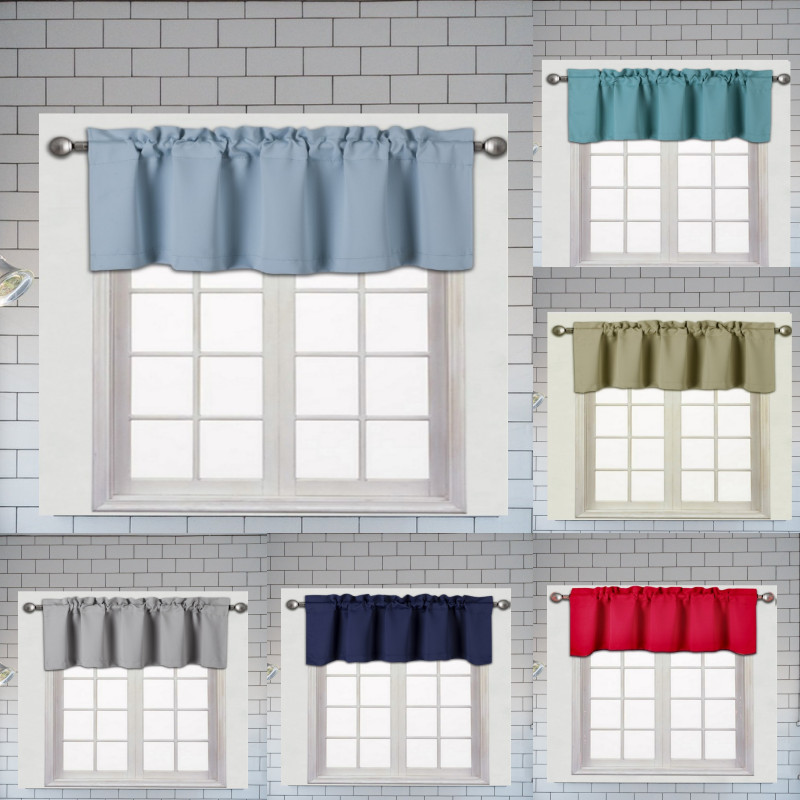1PC BLACKOUT THERMAL SHORT STRAIGHT VALANCE WINDOW DRESSING TOPPER 54″ WX18″ L