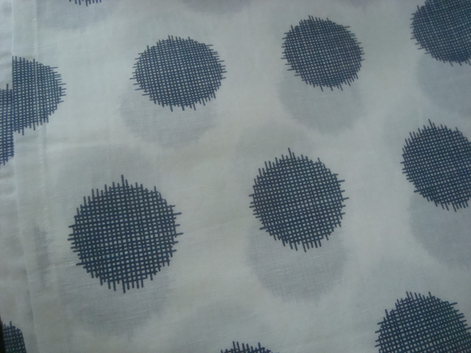 IKEA HENNY Pair of Curtains Panels White Blue Dotted Cotton Linen Blend 57 x 98″