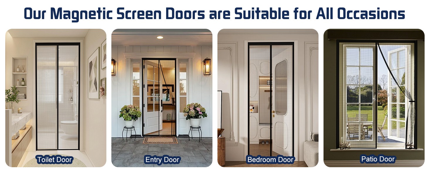 Magnetic Screen Door Mesh Keeps Bugs Out: Door Screen Magnetic Closure 36″ x 83″