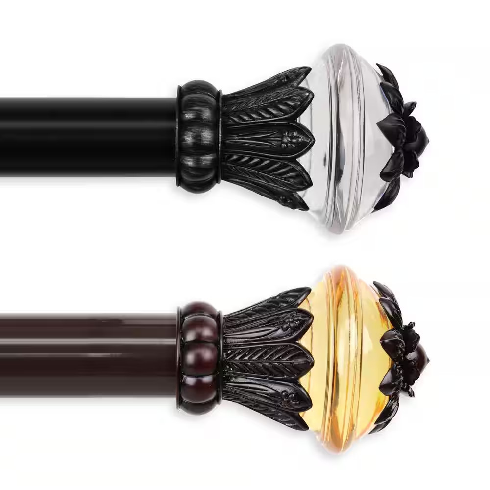 Paradise 1.5 In. Dia 21 Ft. L Non-Telescoping Single Curtain Rod in Black