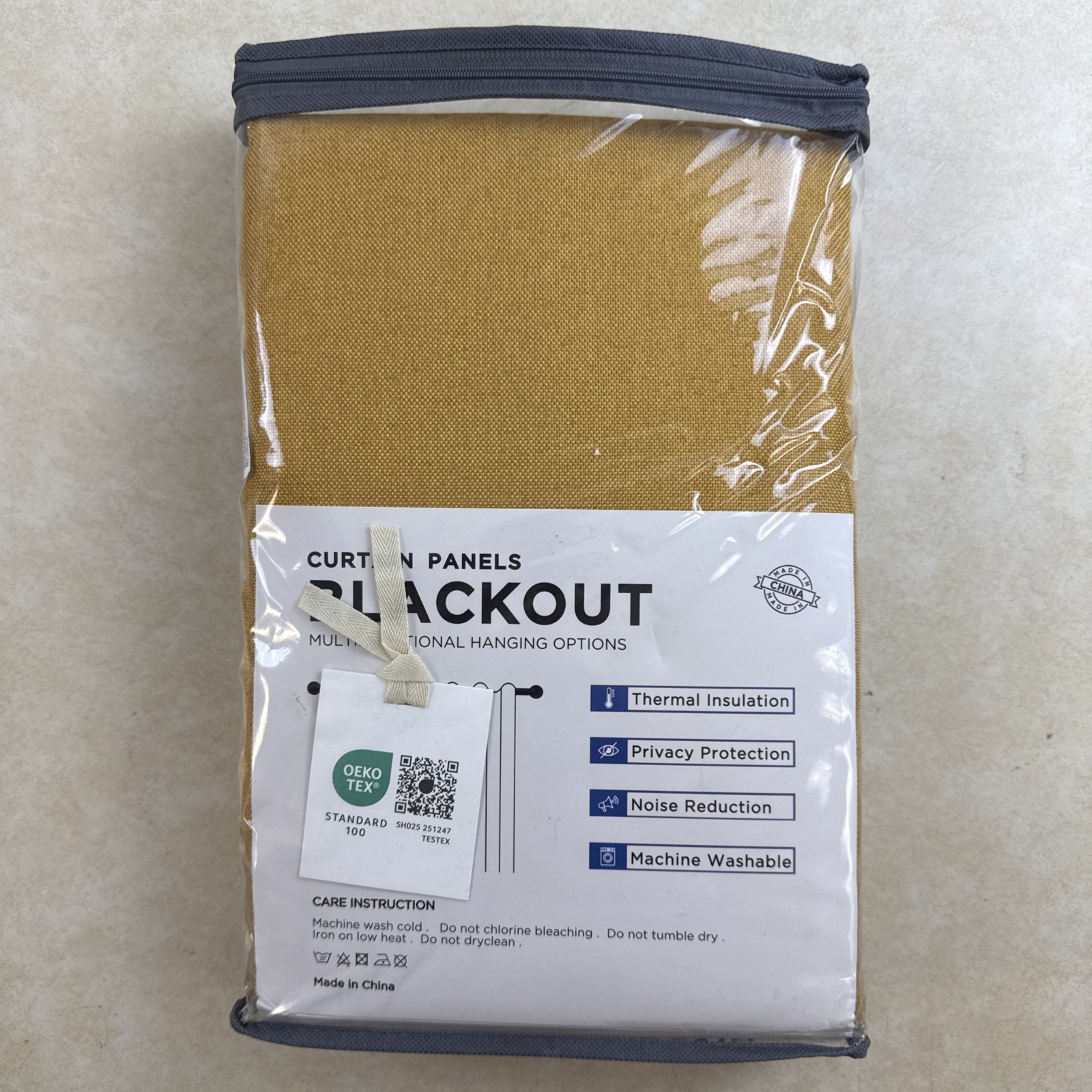 Beige 100% Blackout Linen Curtains 2‑Panel Set 100×84 Yellow Thermal Drapes- New