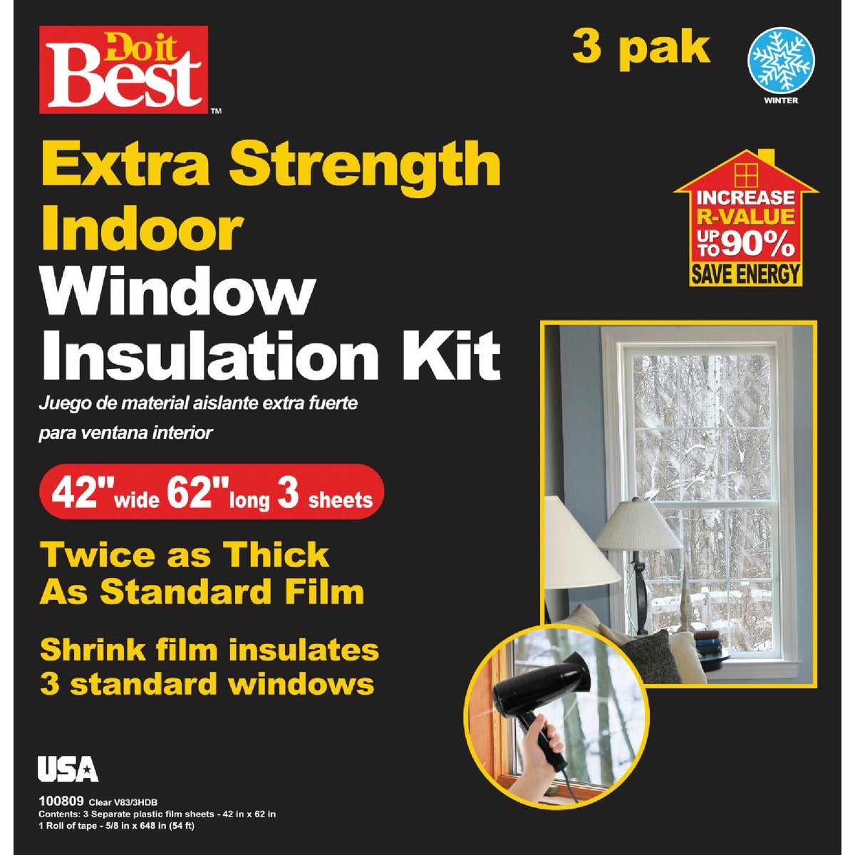 Frost King 42 In. W. x 62 In. L. Extra Strength Indoor Window Insulation Kit