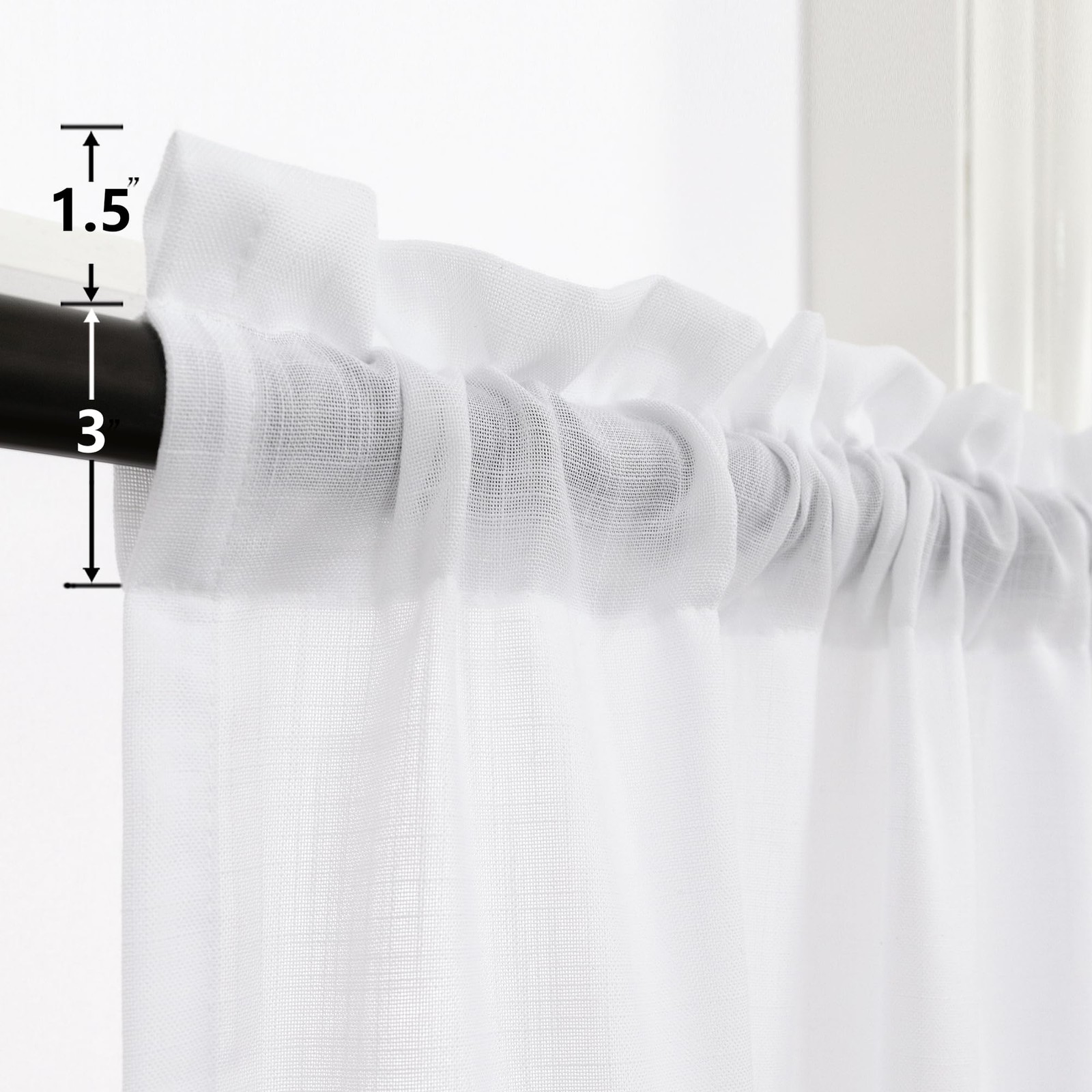 Solid White Curtains 54 Inch Length for Bedroom Rod Pocket Set of 2 Panels Fl…