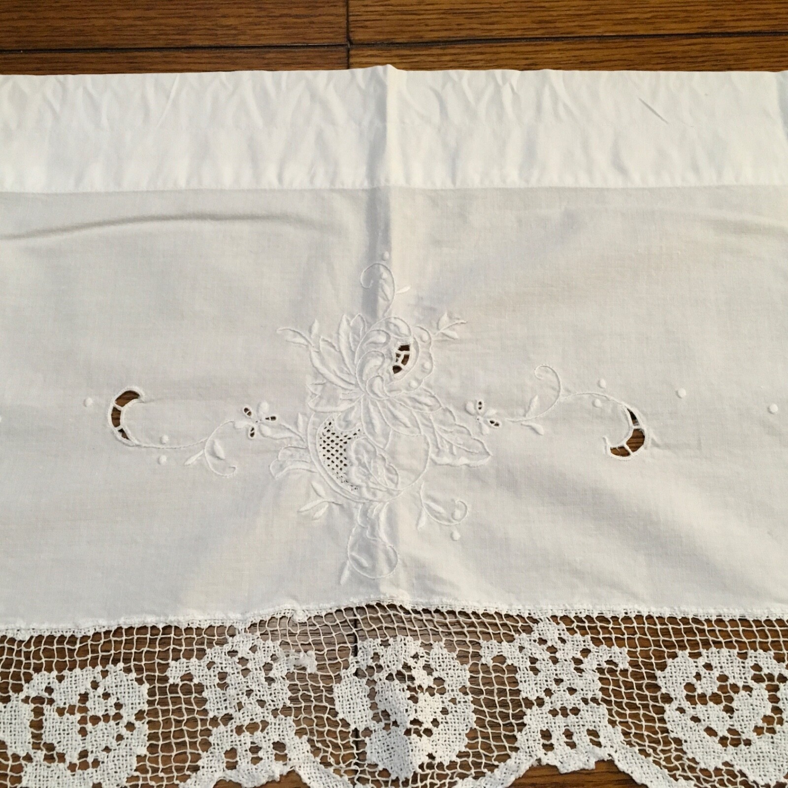 Battenburg Lace Window Valance 64×13 vintage