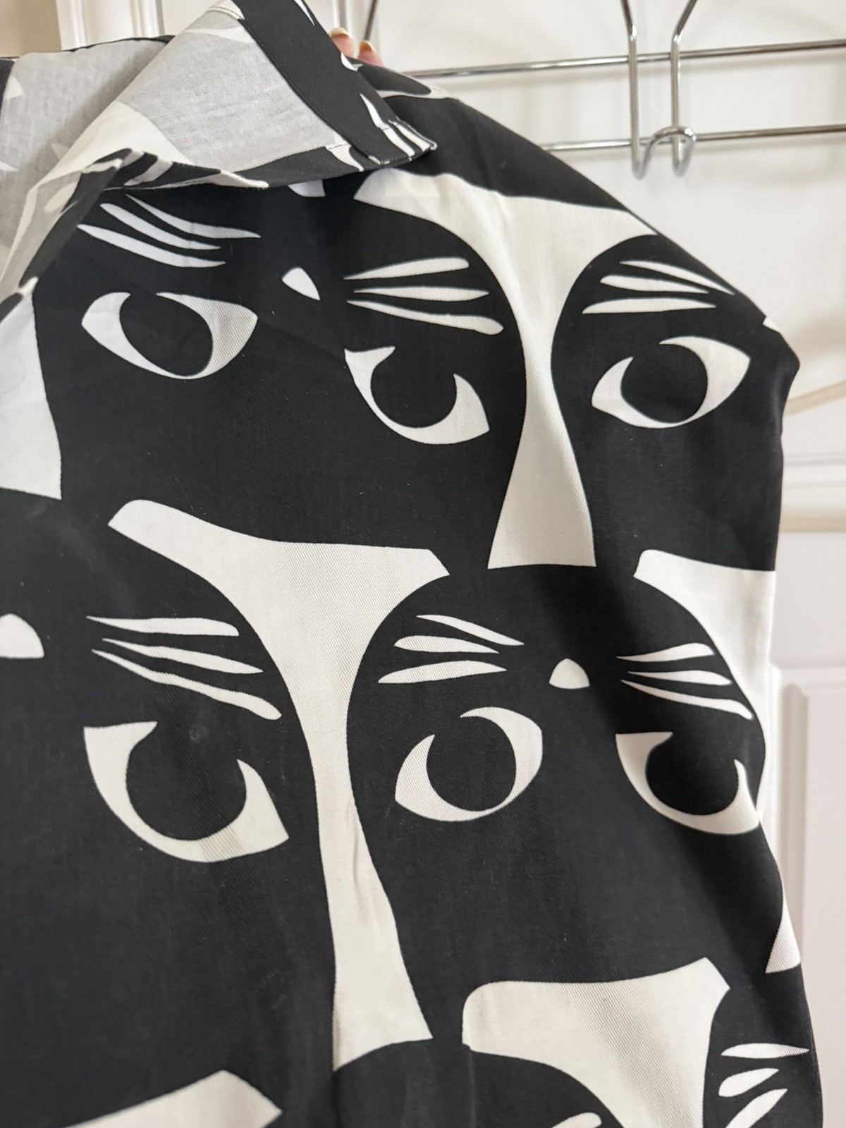 1 IKEA MATTRAM Black and White Cat Curtain panel 57″x98″