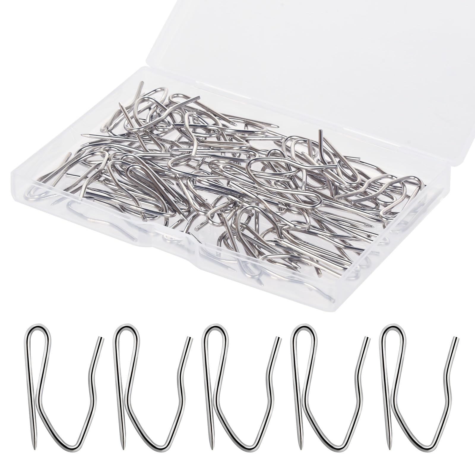 Nydotd 58 Pcs Rustproof Curtain Hooks 1.2 inches Stainless Steel Nickel-Plated