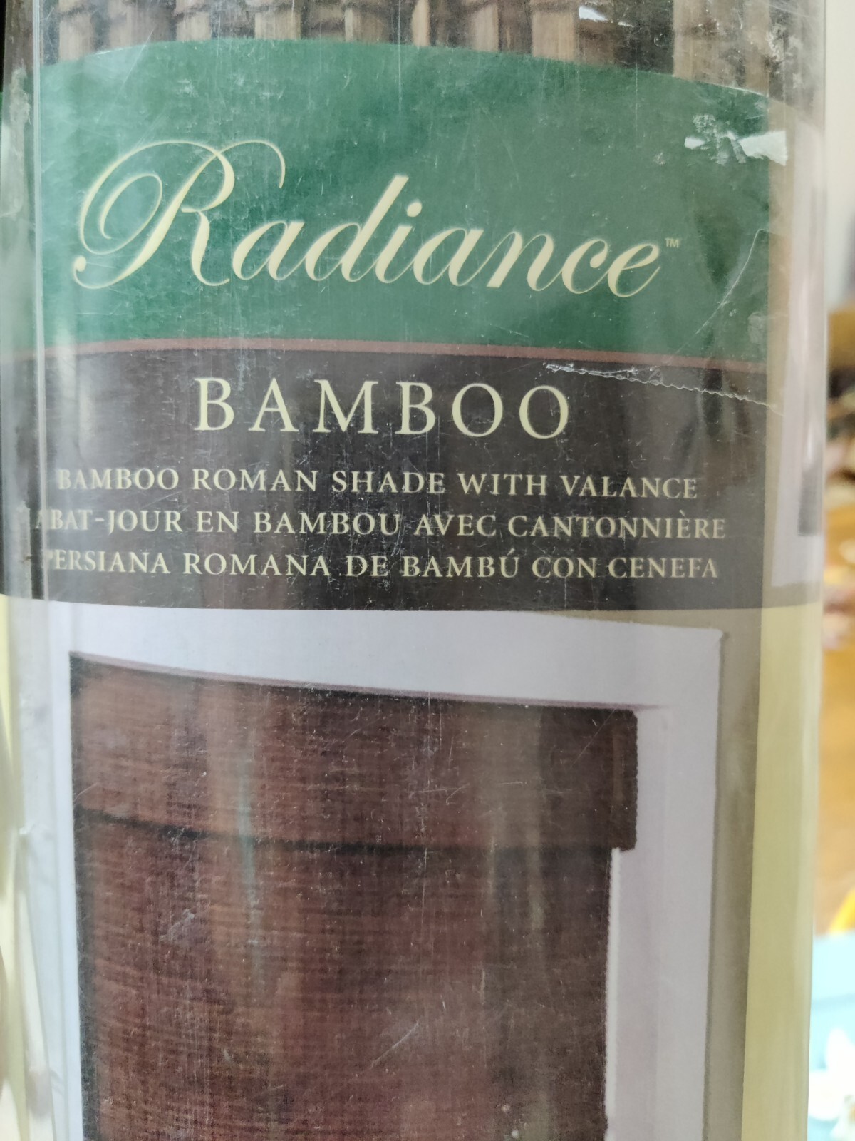 One Radiance Bamboo Roman Shade with Valance Cape Cod Maple 23″x72