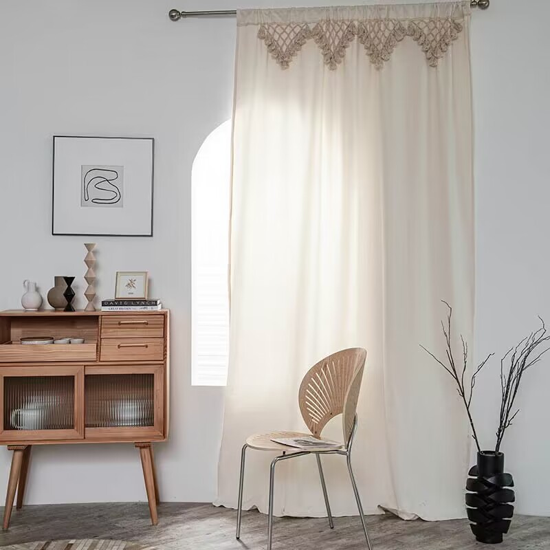 White and Fresh Window Curtain Panel 1pc – Linen Blend Light Filtering Bedroom