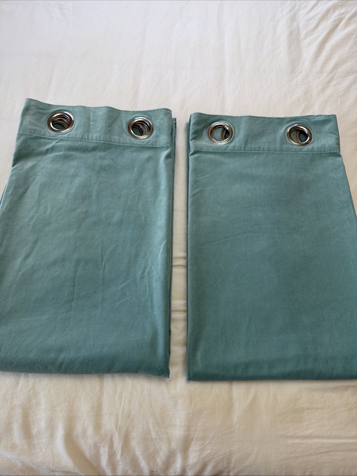 IKEA Sanela Velvet Curtains 2 Panels 100% Cotton Aqua 55×98 60418905