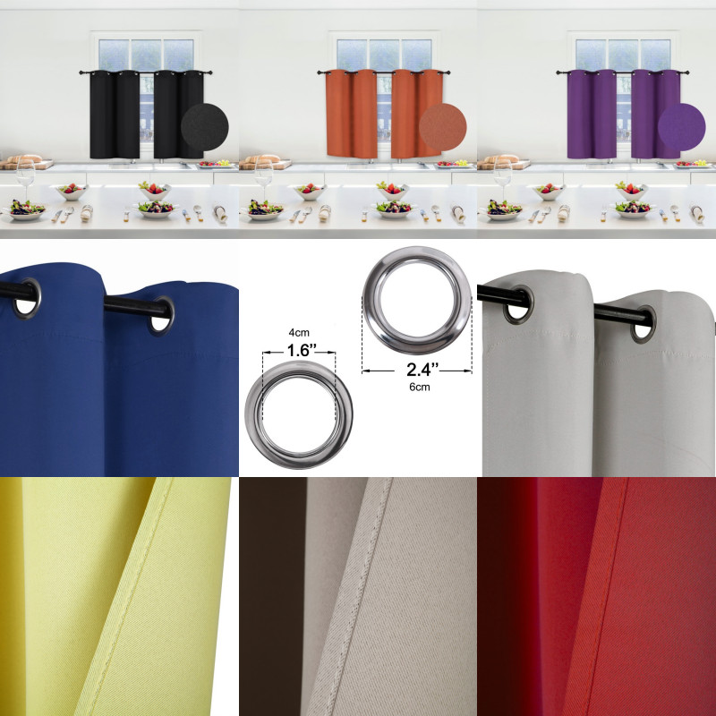 1 SET INSULATE THERMAL SHORT PANELS WINDOW CURTAIN BLACKOUT 100% PRIVACY 35″ L