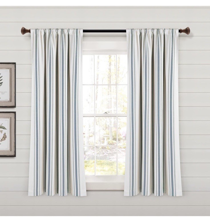 Lush Decor Farmhouse Stripe Yarn Dyed Eco-Friendly Recycled Cotton Window PAIR