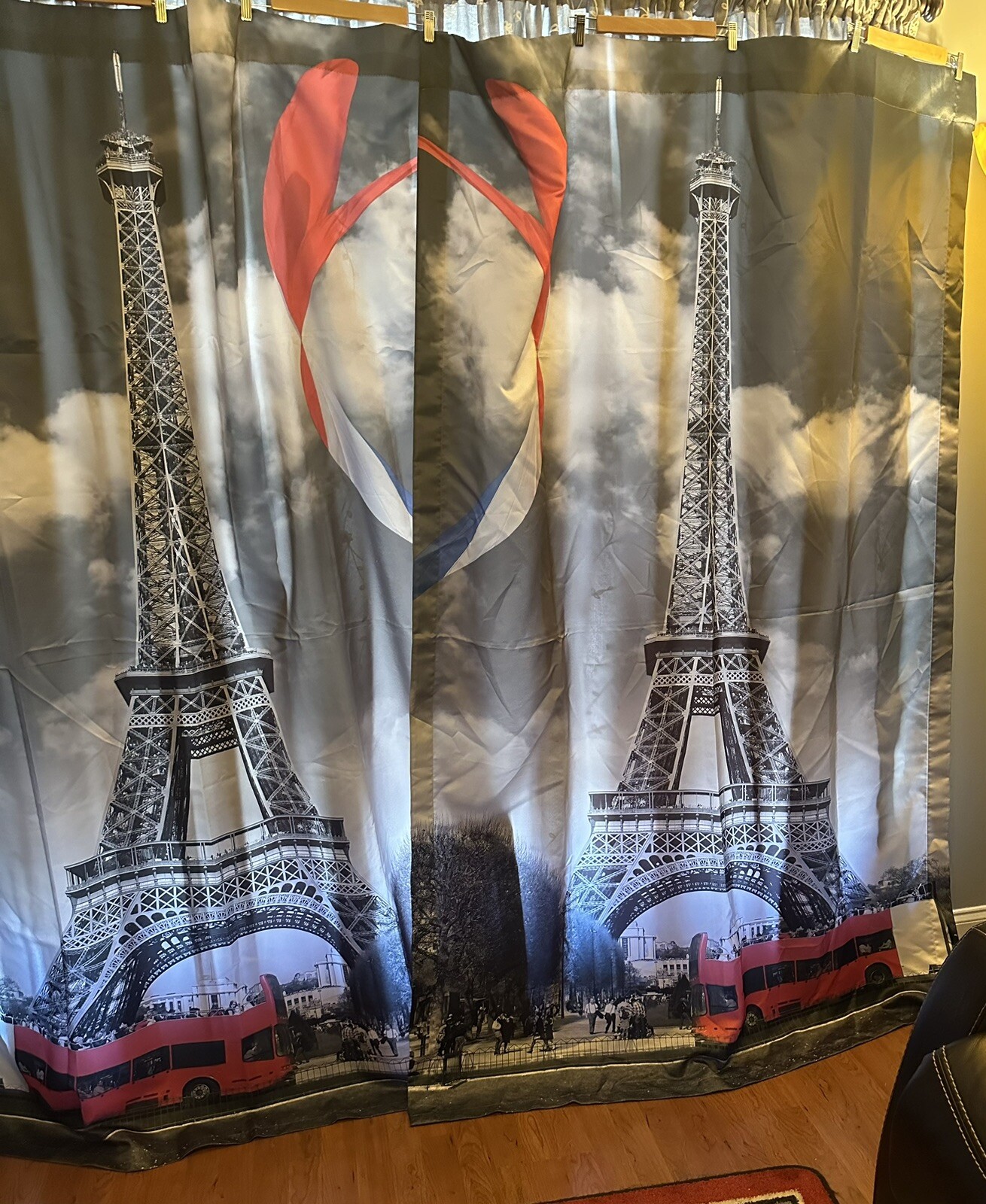 Paris Eiffel Tower Shower | Window Curtains Nylon Thick Fabric Complete Pair
