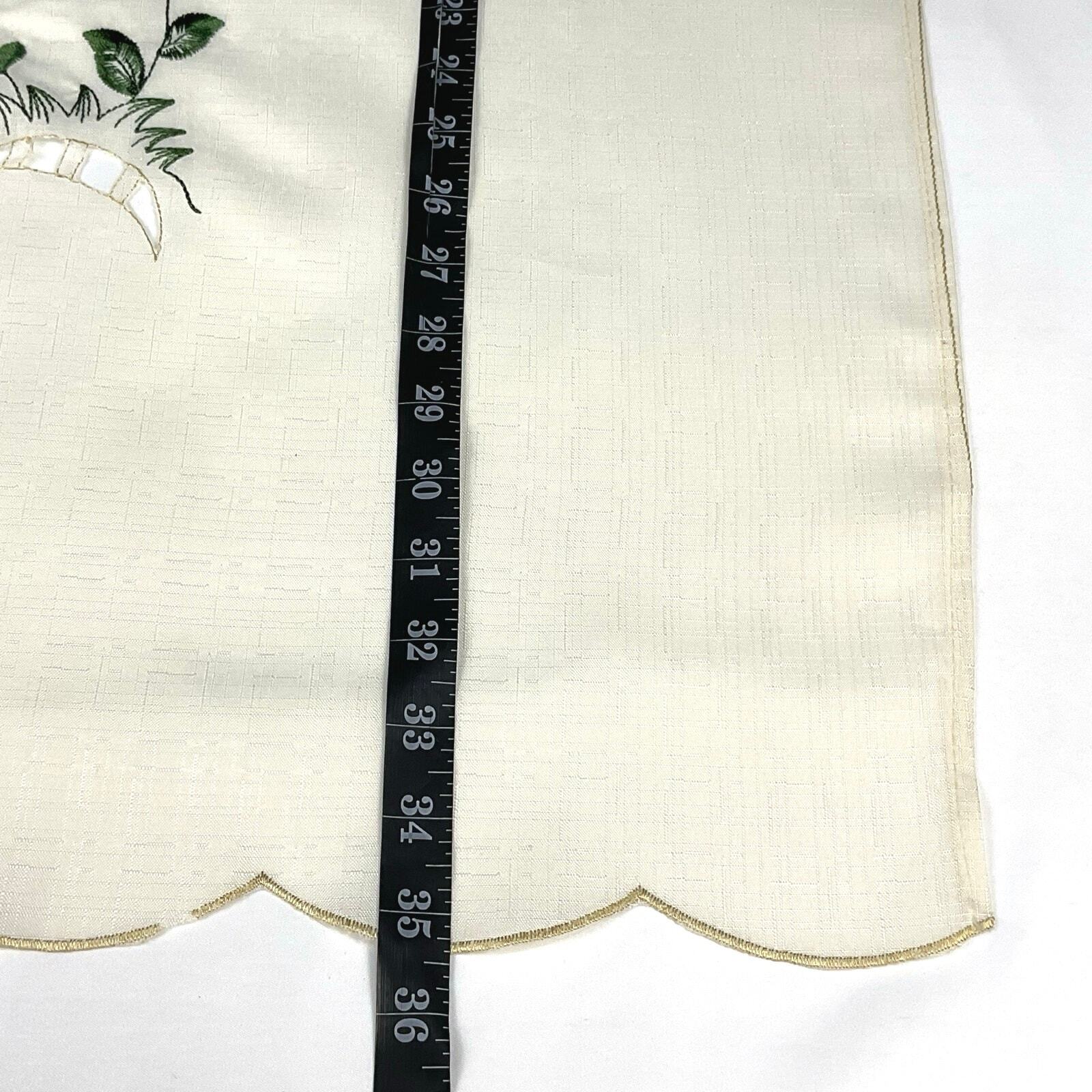 Embroidered Sequined Rooster Cafe Curtain Scalloped Hem Rod Pocket Country Glam