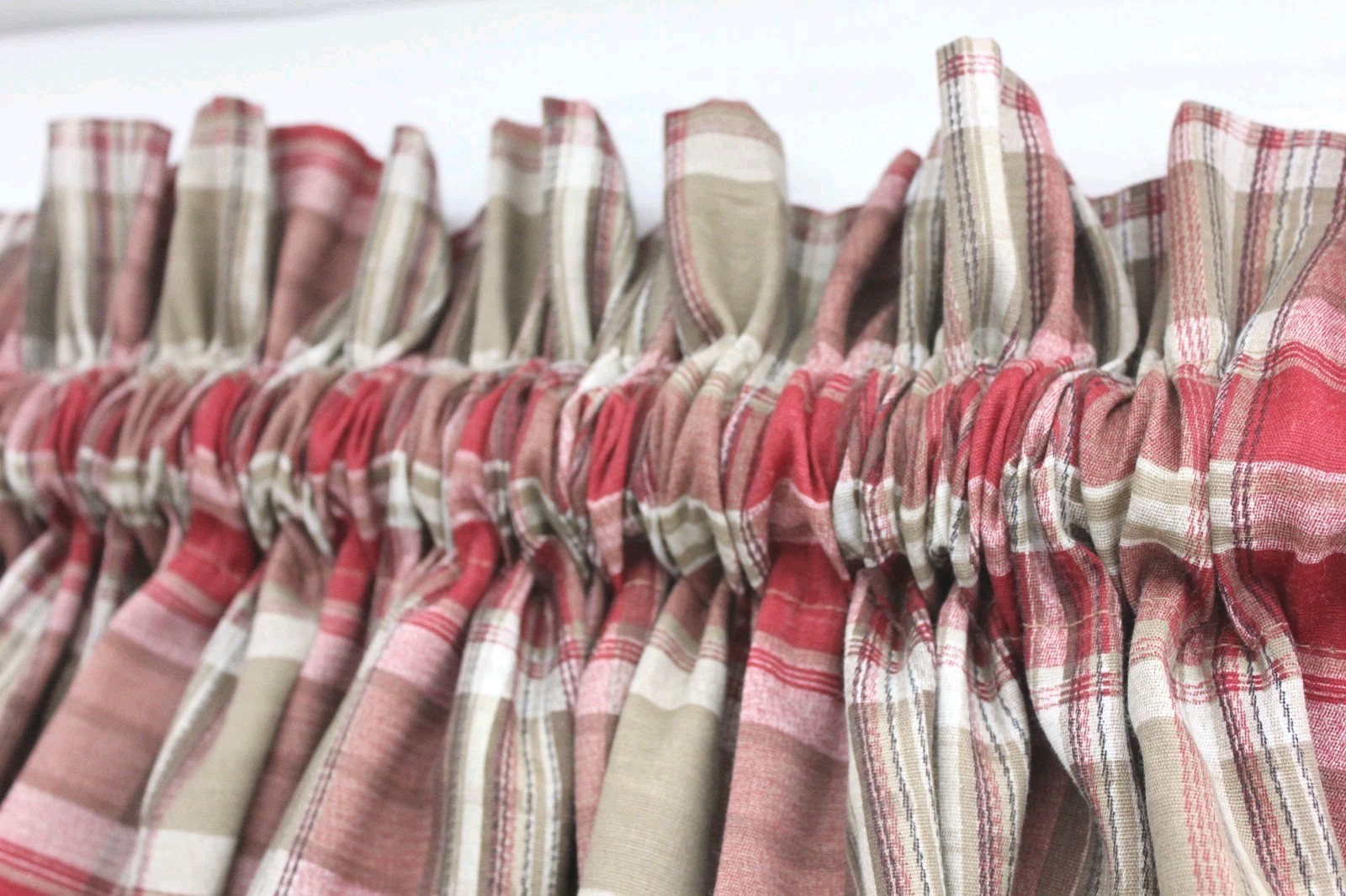 Red & Tan Tartan Plaid Double-Sided Window Treatment 71×18″