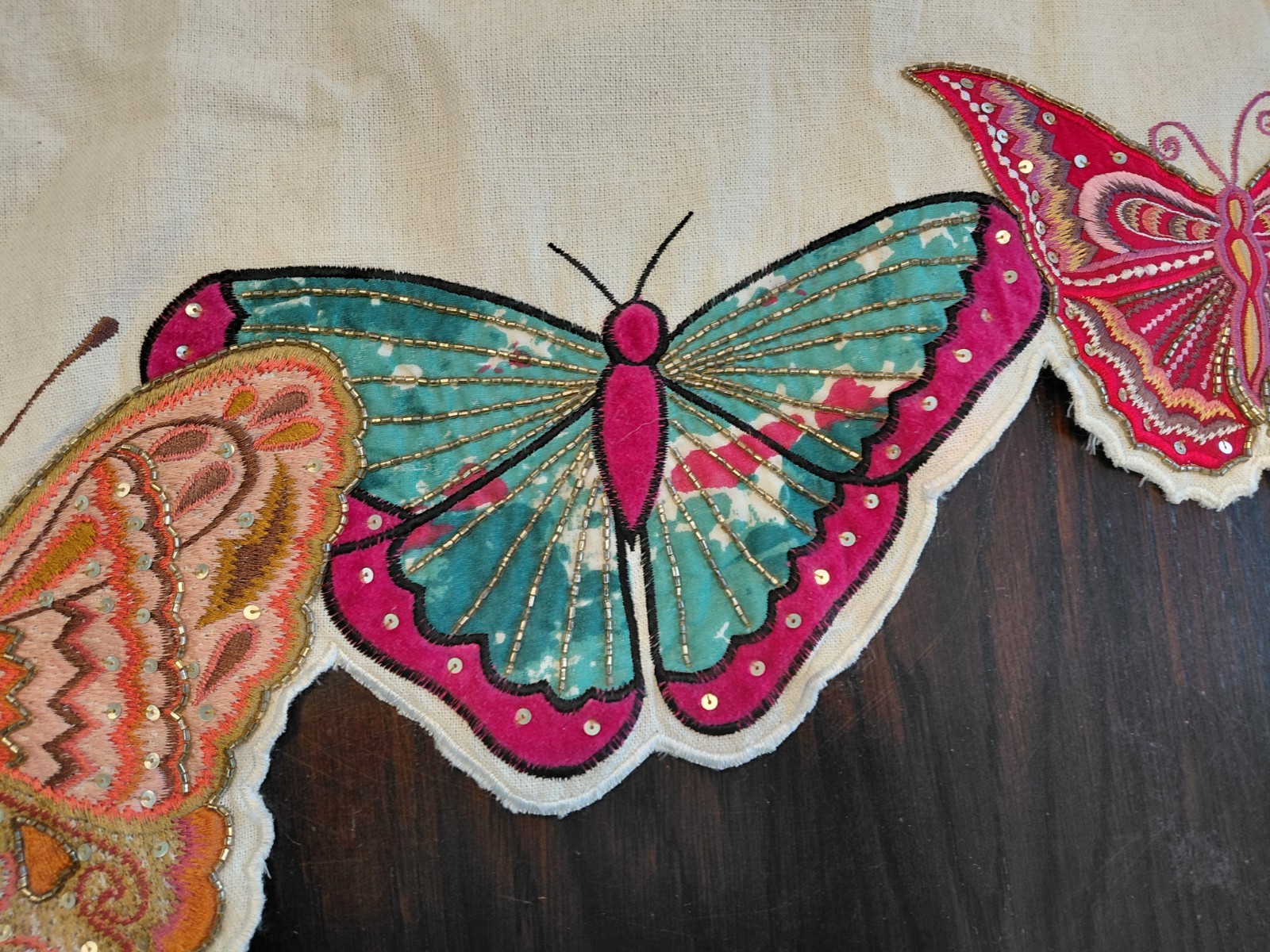 Pier 1 Imports Vintage Sequin Butterflies Valance Ivory 41 1/2″ X 18″