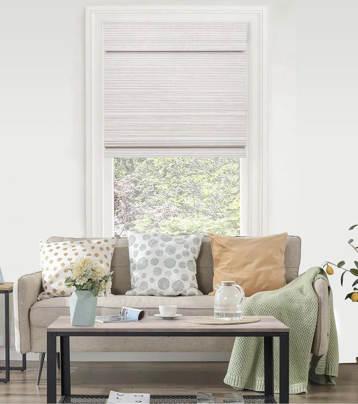 LazBlinds Cordless Bamboo Roman Windows Shades 46” W x 60” H Roll Up Blinds