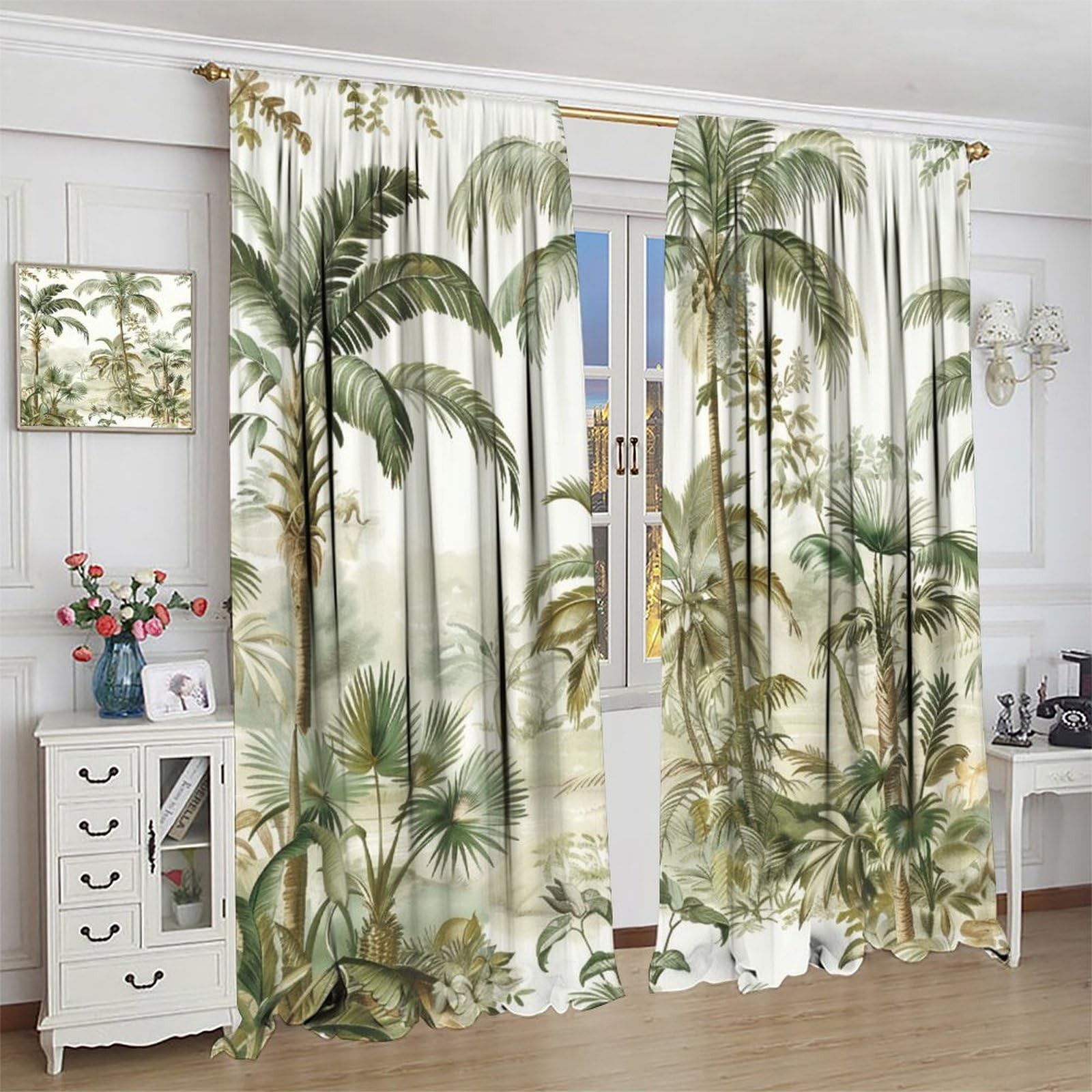 Abstract Palm Trees Blackout Curtains for Bedroom/Living Room, Tropical Jungl…