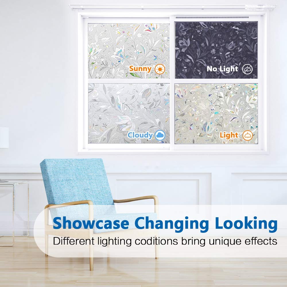Window Privacy Film, Frosted Removable Glass Covering 17.5″ x 78.7″, White