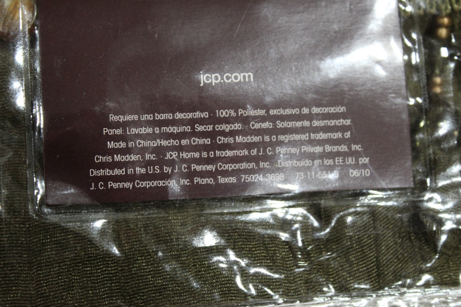 Chris Madden India Beaded Tailored Valance Olive Night NEW IN PACKAGE