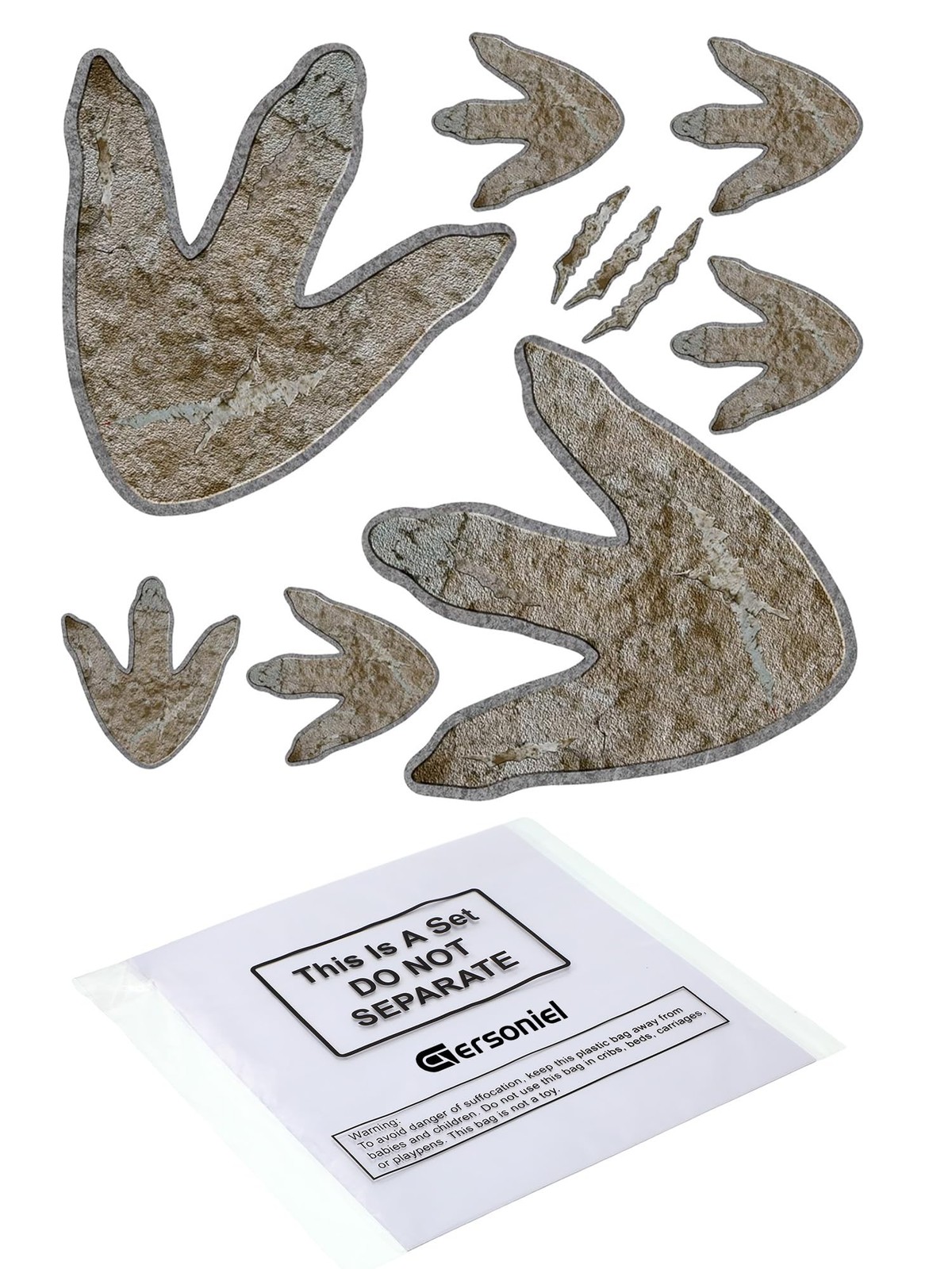 Gersoniel 64 Pcs Dinosaur Footprints Floor Decals Peel and Stick Beige