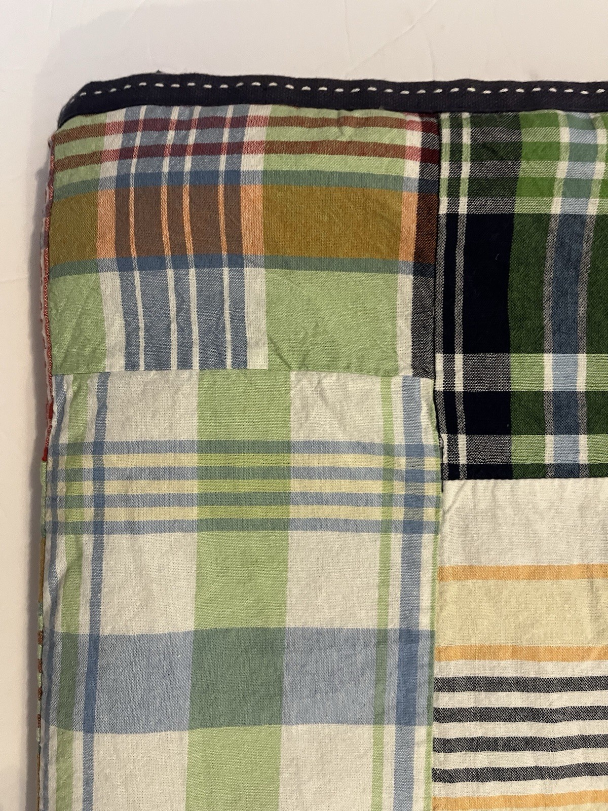 Pottery Barn Kids Madras Plaid Patchwork Black Out (1) Curtain Panel – 84×44