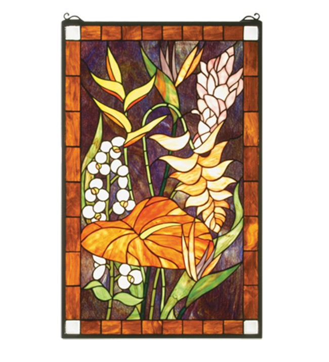 Meyda Tiffany 51539 Tiffany Rectangular Stained Glass Window Pane – Brass