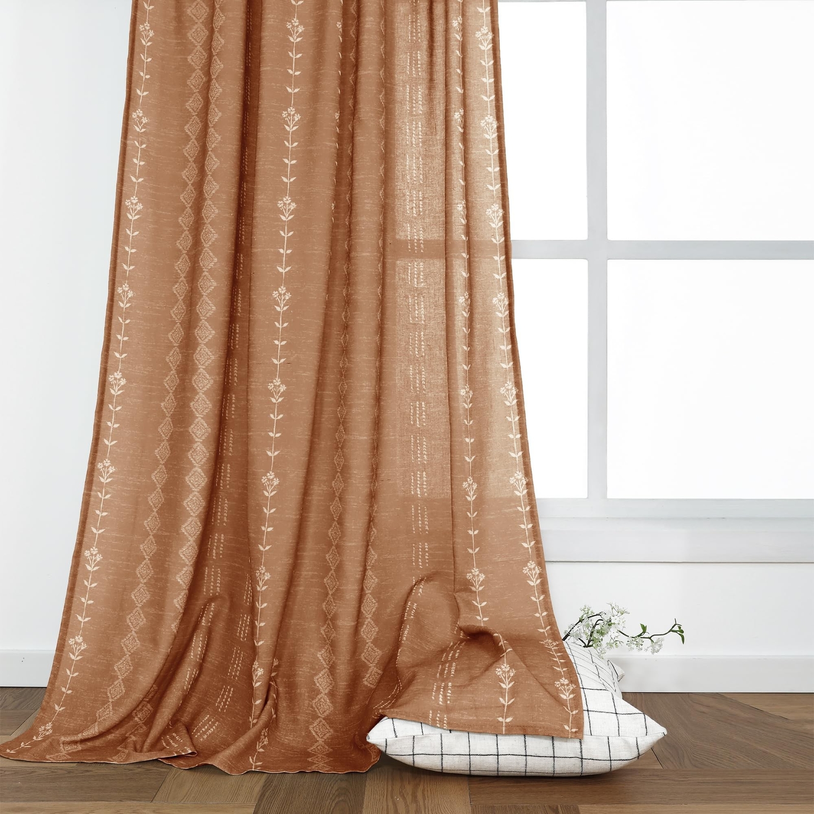Boho Curtains 2 Panels Patterned Farmhouse Curtains for Living Room Bedroom,V…