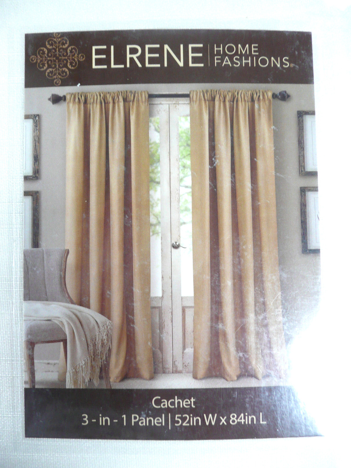 Elrene Drape Window Panel 52″ x 84″ Ivory Home Fashions Cachet Faux Silk 3-in-1