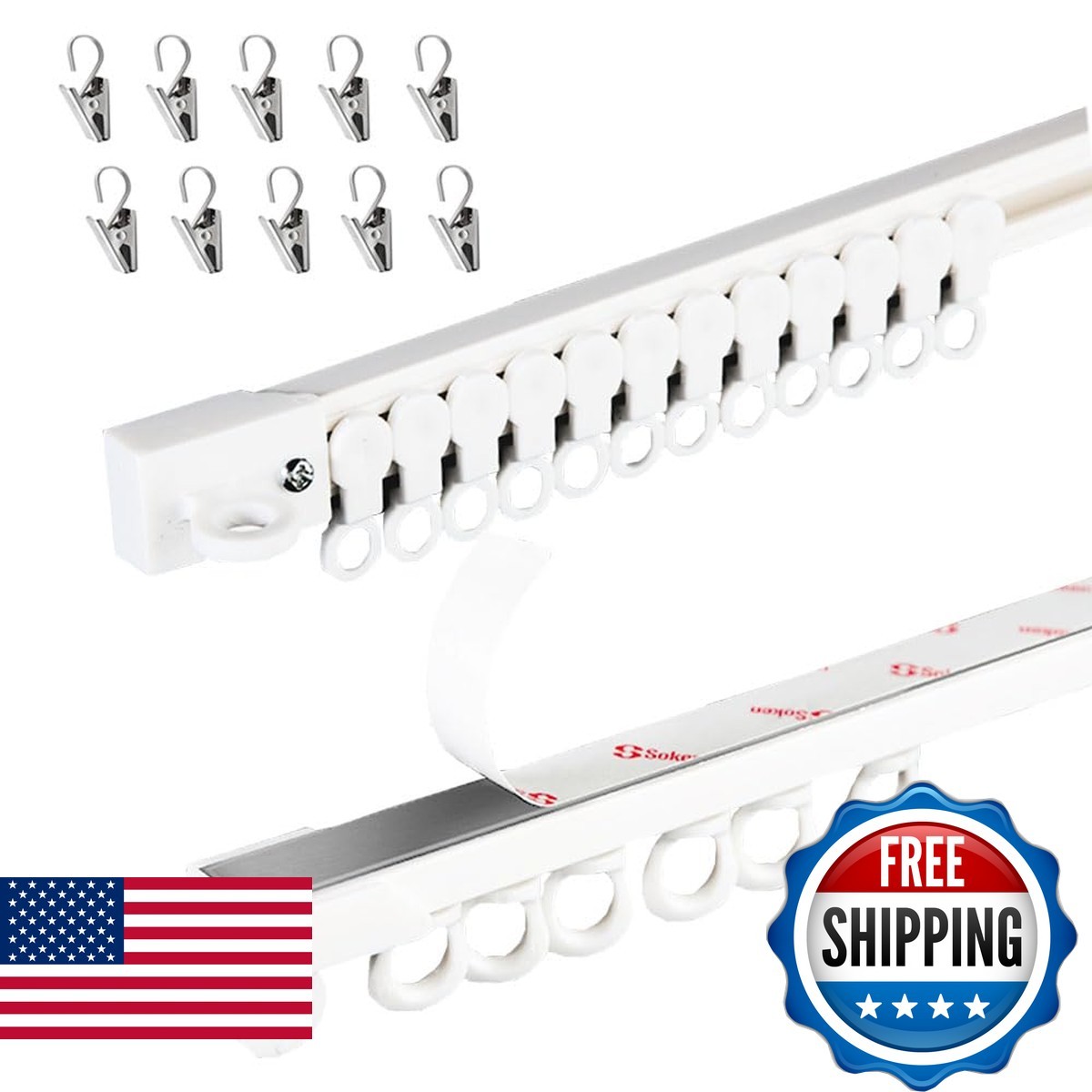 ZSLHXFZHJ Adhesive Curtain Track 144 Inch Self Adhesive Ceiling Wall No Drill