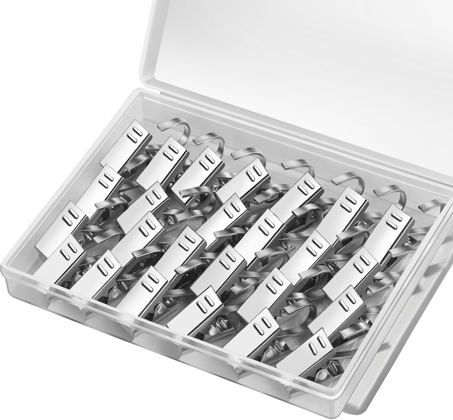 Versatile 25 Pack Silver Curtain Clips with Hooks – Rust-Resistant Durability