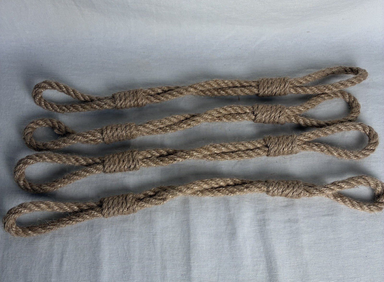 Nautical Rope Curtain Tie Backs 17.5″ Natural Jute Cord Set of 4 Coastal Boho