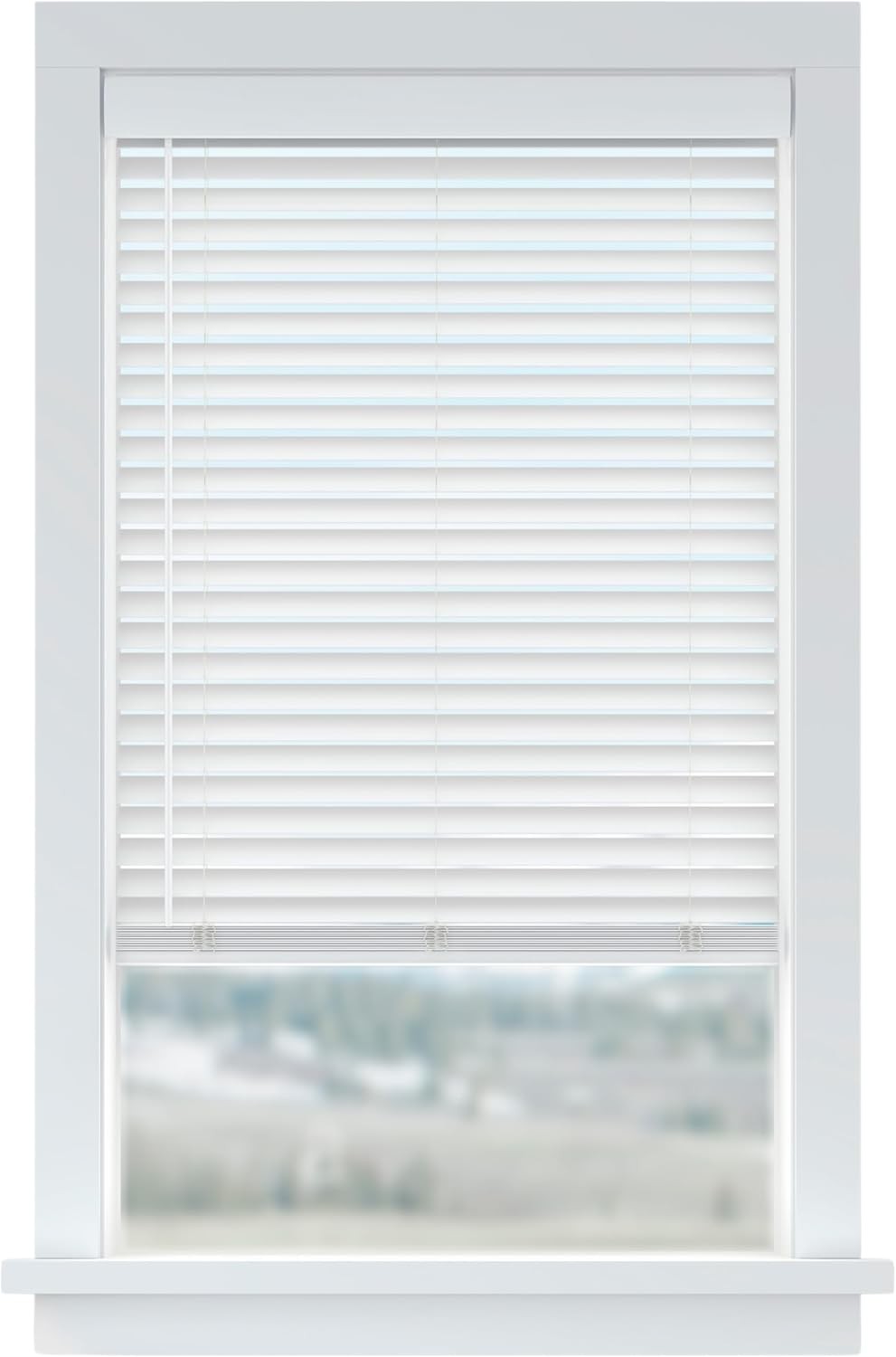 Basics 2” Faux Wood Horizontal Blinds for Indoor Windows, 35” W x 64” H,
