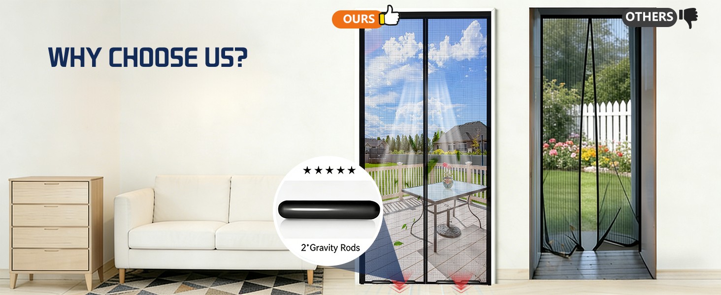 Magnetic Screen Door Mesh Keeps Bugs Out: Door Screen Magnetic Closure 36″ x 83″
