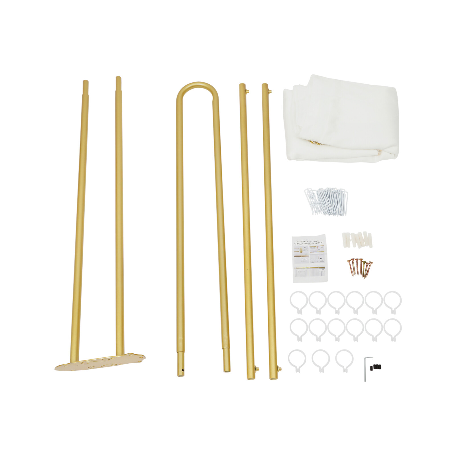 White Partition Curtain With U-Shape Tube Privacy Partition Curtain Room Divider