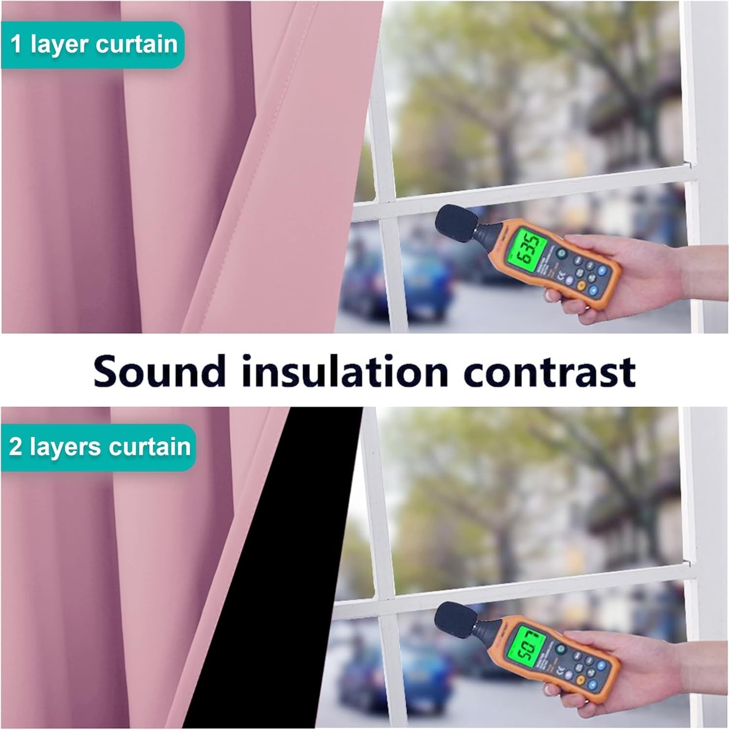 Crystal Pink Full Shade Curtain Panels, Pair of Thermal Insulated & Energy Ef…